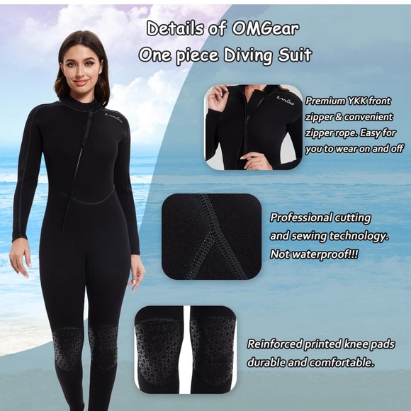 OMGear Wetsuit Men Women 3mm Neoprene Full Body UV Protection One Piece Long - Picture 3 of 8